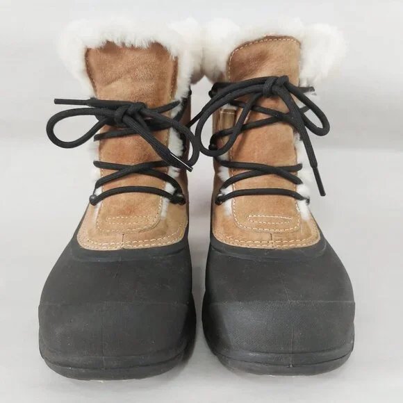 Sorel Snow Angel Lace-up Waterproof Suede Winter Boots Women Size 9 Faux Fur - Picture 5 of 12